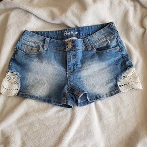 Size 13 denim and lace shorts